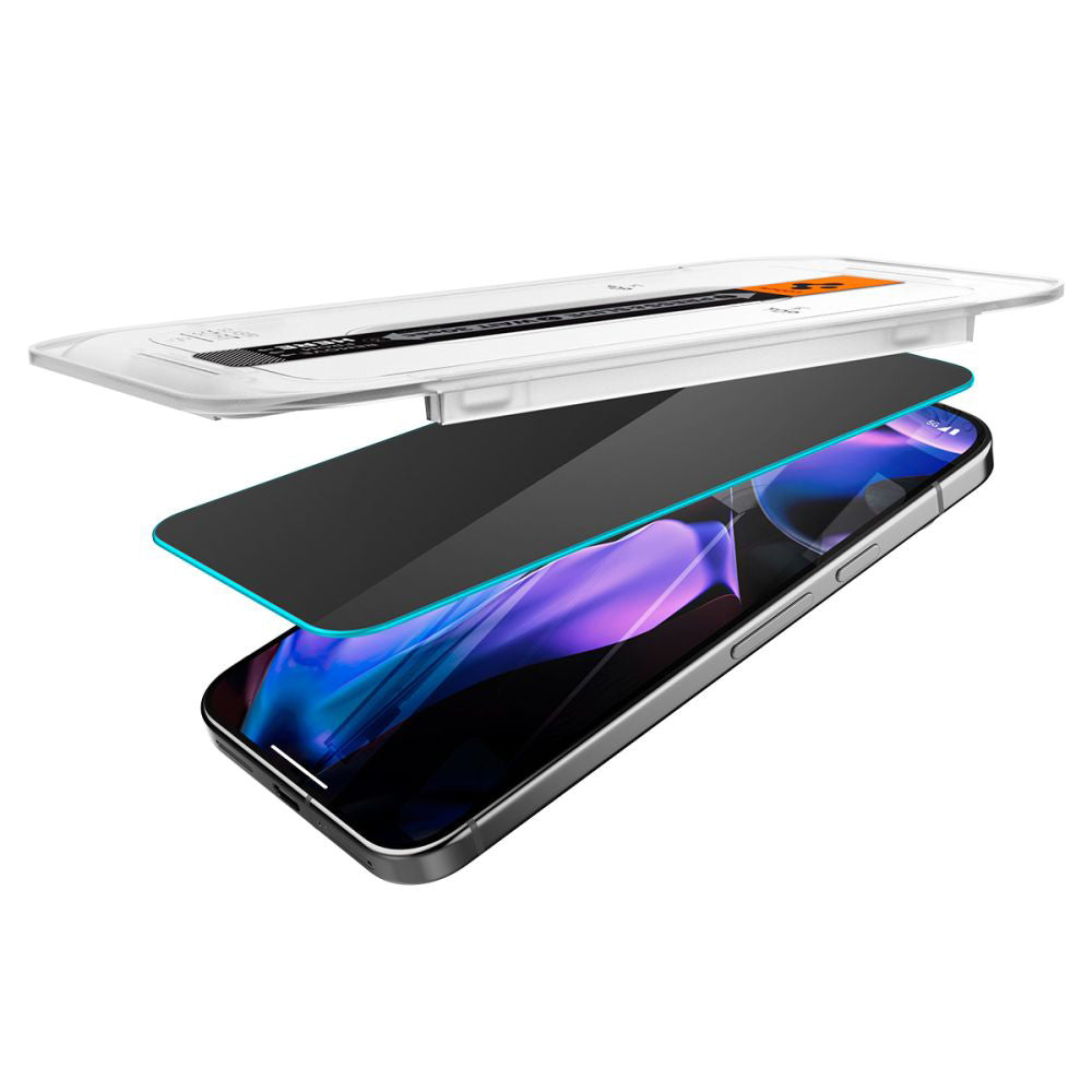 Privacy Screen Protector Spigen GlastR EZ FIT voor Google Pixel 9 Pro XL, Gehard Glas, Volledige Lijm, Set van 2 stuks AGL09313