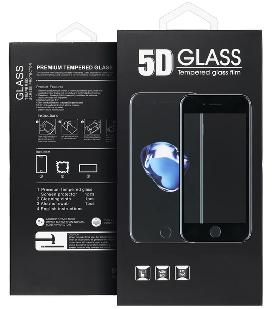 OEM schermbeschermfolie voor Samsung Galaxy A37 5G, gehard glas, full glue, 5D, zwart