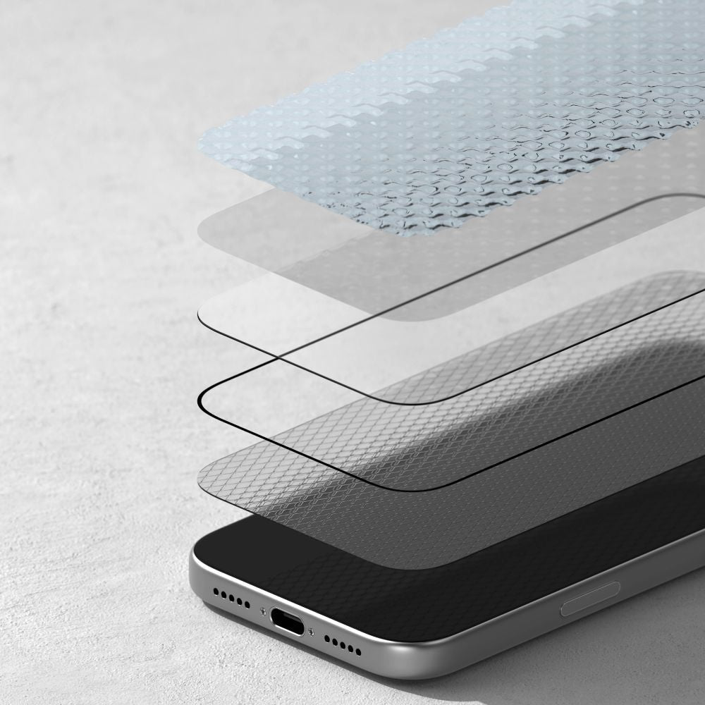 Ringke Easy Slide AR Displayschutzfolie für Apple iPhone 17 Pro, gehärtetes Glas, Full Glue, 2.5D, Schwarz, wieder versiegelt