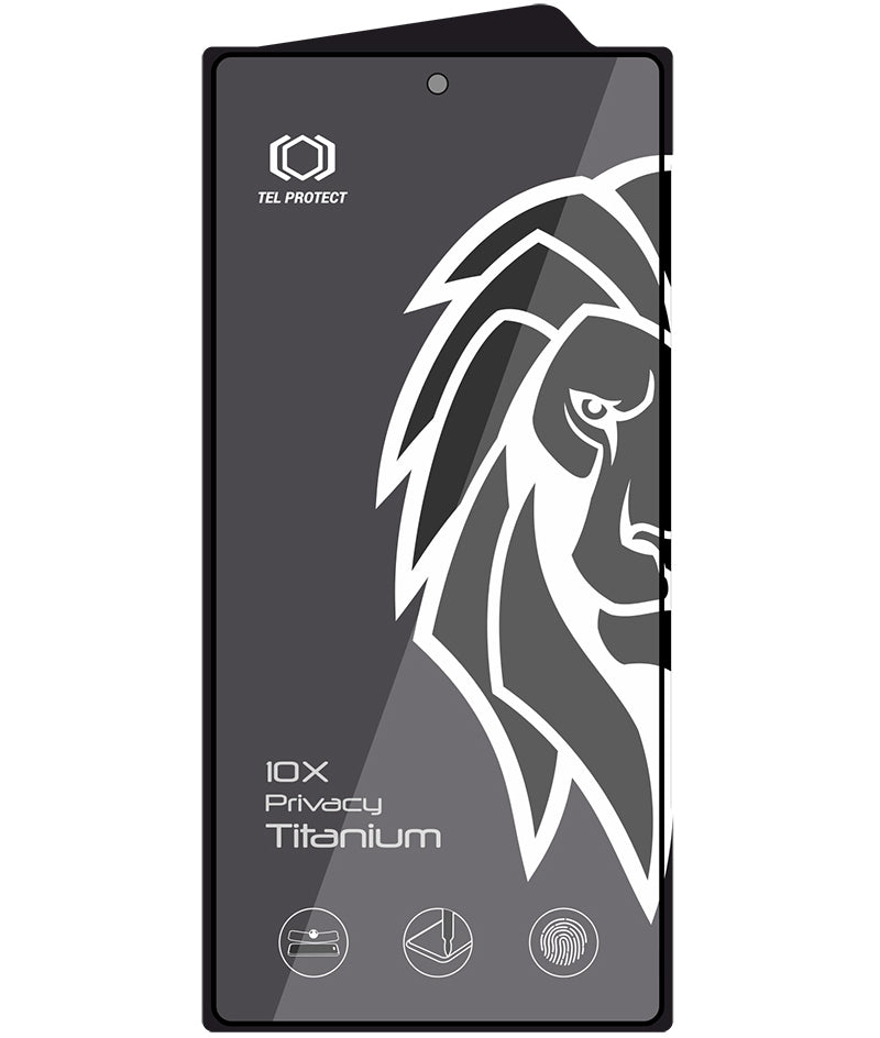 Tel Protect 10X Plus Titanium Privacy Screen Protector for Samsung Galaxy S25 Ultra S938, Tempered Glass, Full Glue