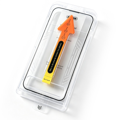 OEM Dust Free Easy Fit Displayschutzfolie für Apple iPhone 16 / 15 / 14 Pro, gehärtetes Glas, Full Glue, Schwarz