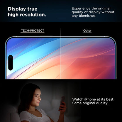 Film de protection d'écran Tech-Protect Quick Set+ pour Apple iPhone 16 Pro, Verre Trempé, Full Glue, Lot de 2 pièces, Noir