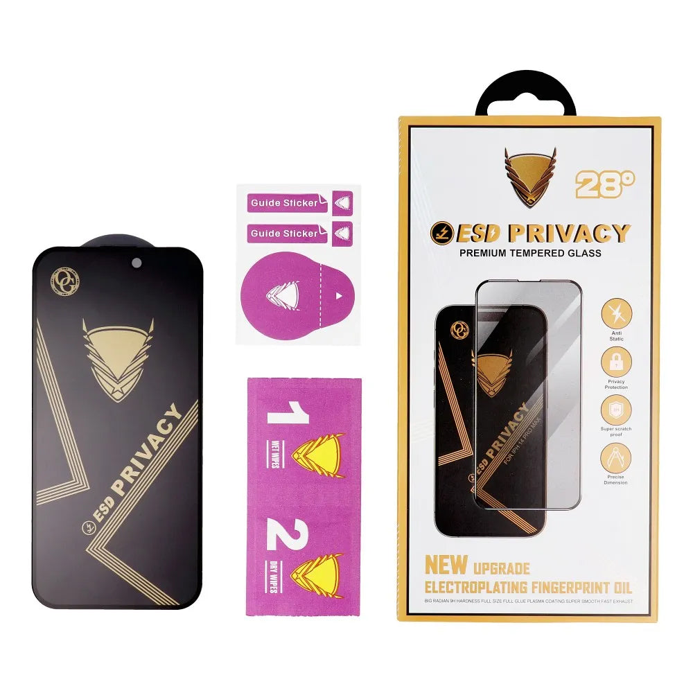 Privacy OG Premium schermbeschermfolie voor Apple iPhone 17 Pro, Gehard Glas, Volledige Lijm