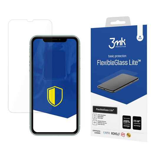 Film de protection d'écran 3MK FlexibleGlass Lite pour Apple iPhone 11, Verre Flexible, Collage Complet