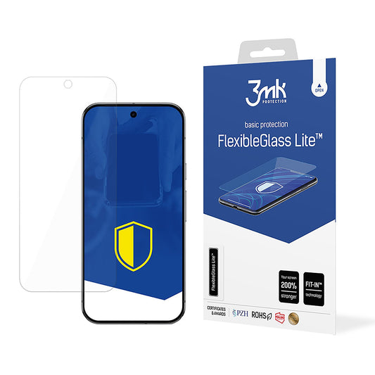 Film de protection d'écran 3MK FlexibleGlass Lite pour Google Pixel 9 Pro XL, Verre Flexible, Collage Complet