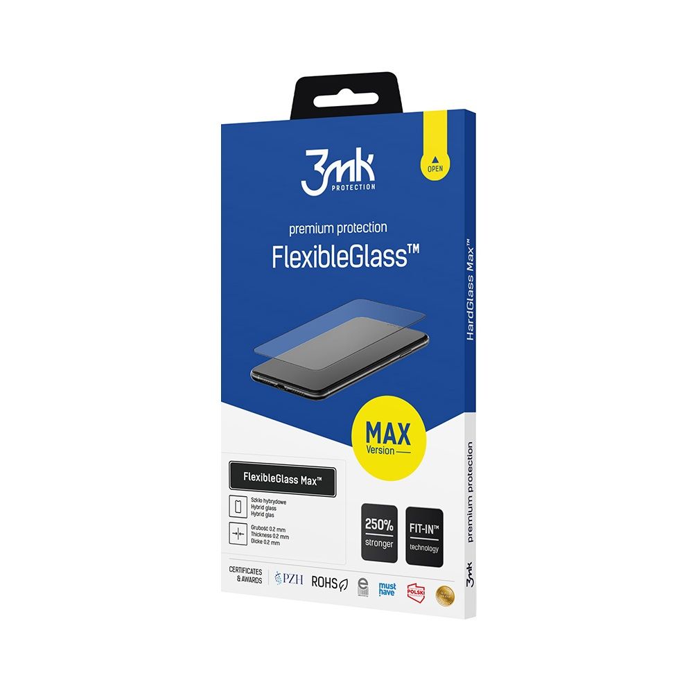 3MK FlexibleGlass Max Displayschutzfolie für Samsung Galaxy A35 5G A356, Flexibles Glas, Vollkleber, Schwarz