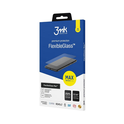 3MK FlexibleGlass Max Displayschutzfolie für Samsung Galaxy A35 5G A356, Flexibles Glas, Vollkleber, Schwarz