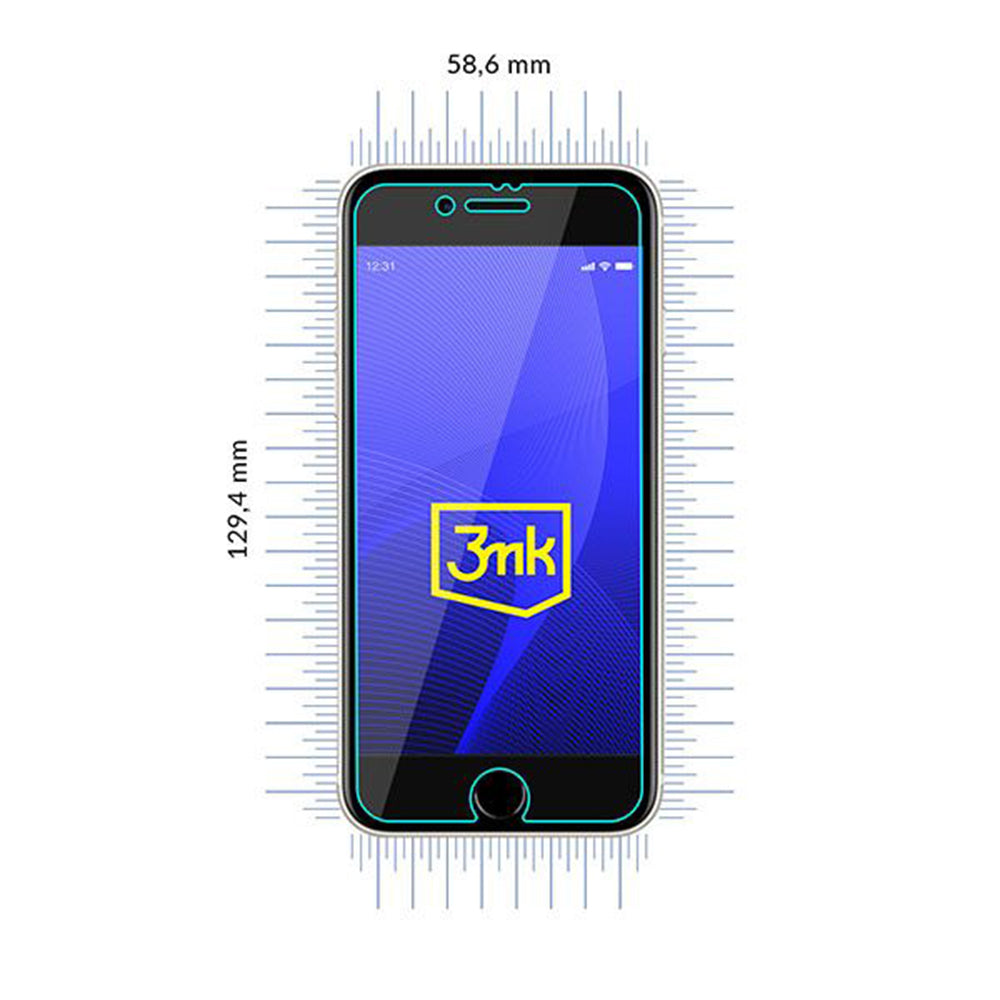 3MK FlexibleGlass Displayschutzfolie für Apple iPhone SE (2022) / SE (2020) / 8 / 7, Flexibles Glas, Vollflächig Klebend