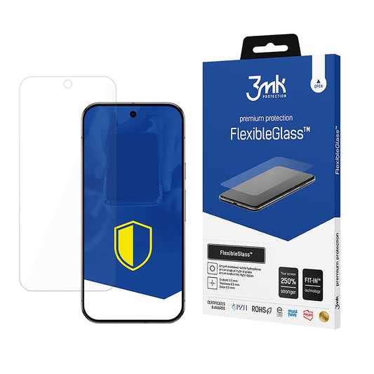 Film de protection d'écran 3MK FlexibleGlass pour Google Pixel 9 Pro XL, Verre Flexible, Collage Complet
