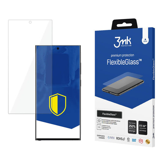 Film de protection d'écran 3MK FlexibleGlass pour Samsung Galaxy S24 Ultra S928, Verre Flexible, Collage Complet