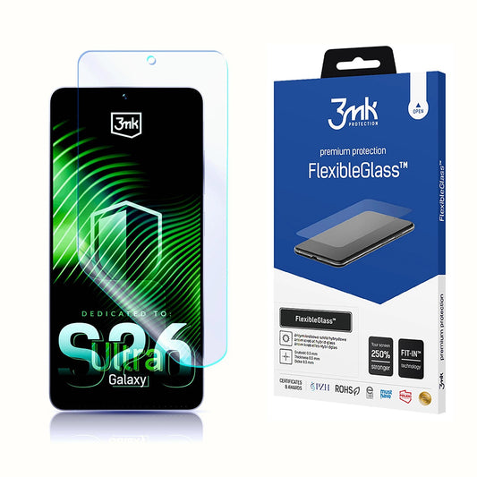 3MK FlexibleGlass Screen Protector for Samsung Galaxy S26 Ultra S948, Flexible Glass, Full Glue