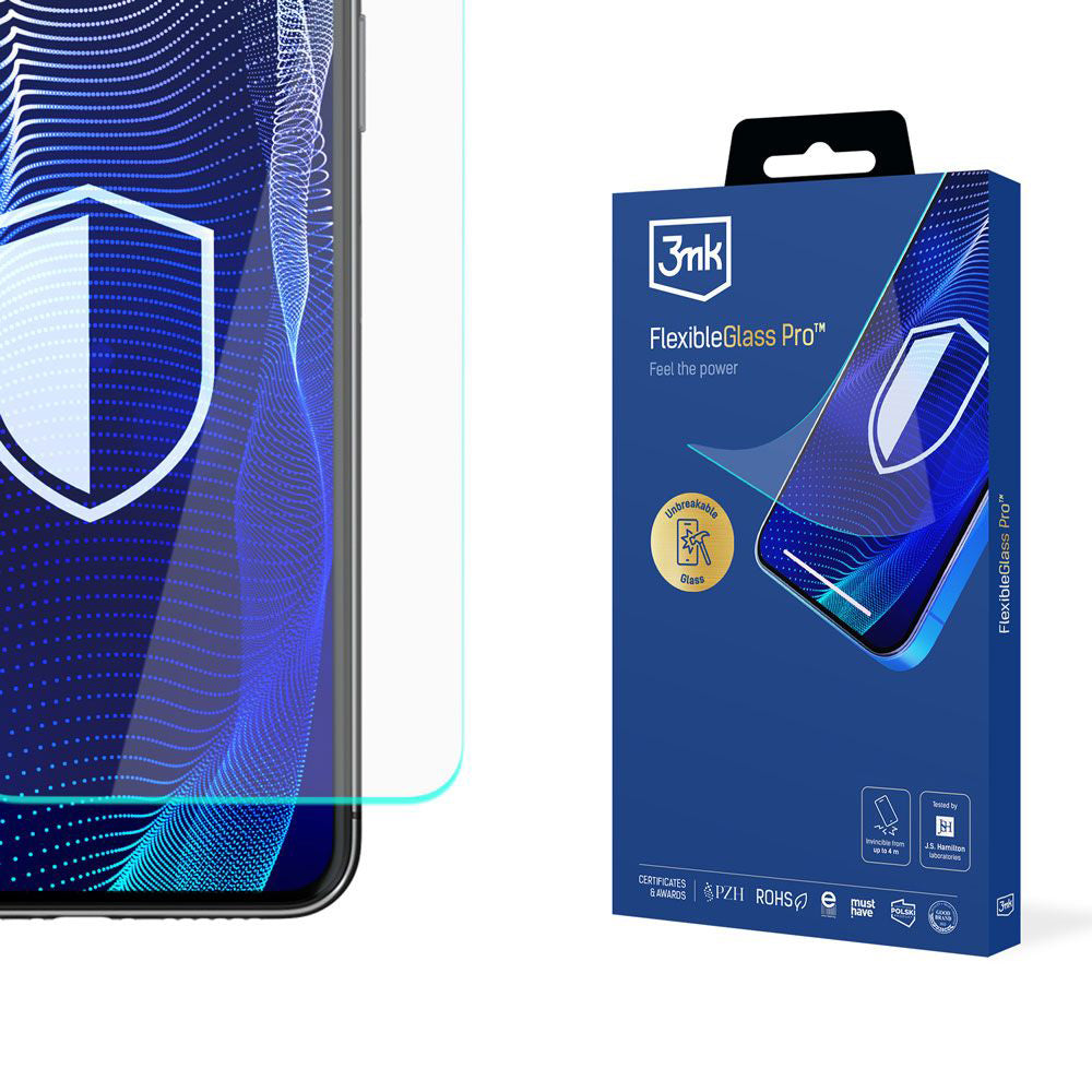 3MK FlexibleGlass Pro Displayschutzfolie für Samsung Galaxy S24 S921, Flexibles Glas, Vollkleber, Schwarz
