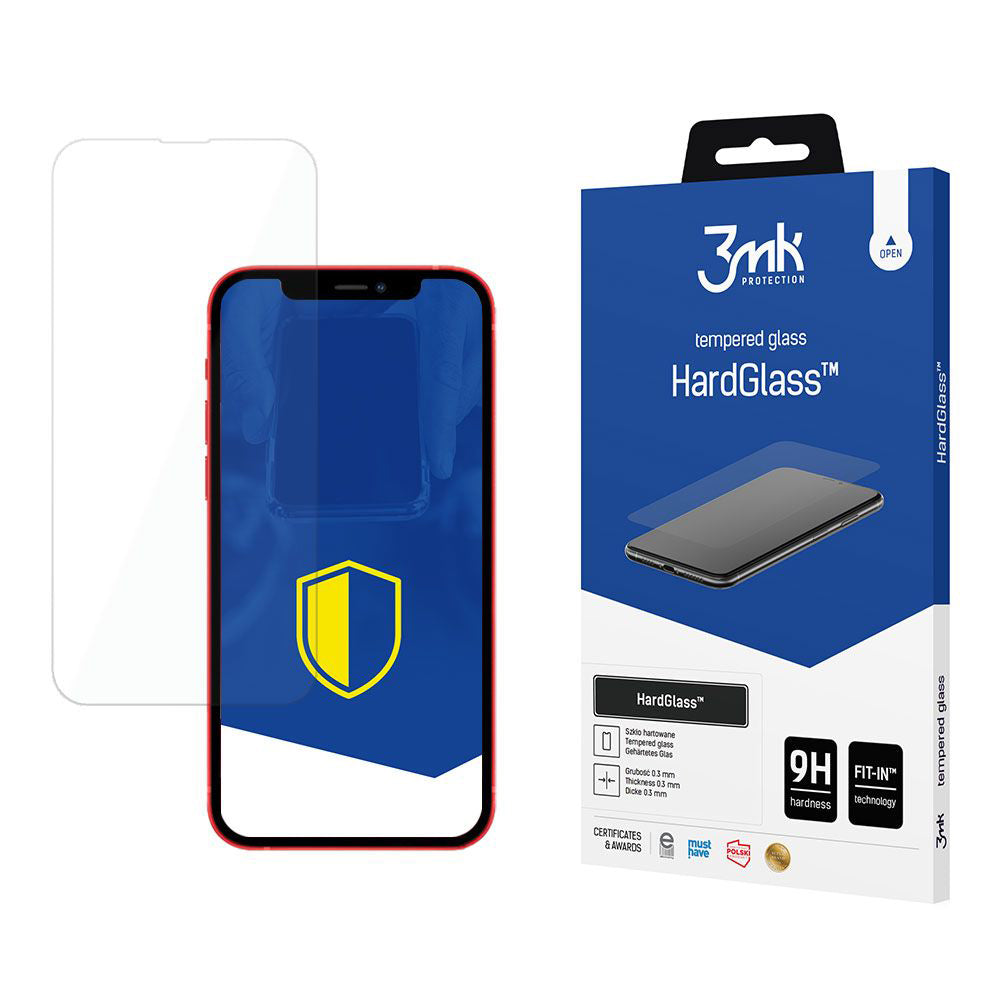 3MK HardGlass Displayschutzfolie für Apple iPhone 13, gehärtetes Glas, Full Glue