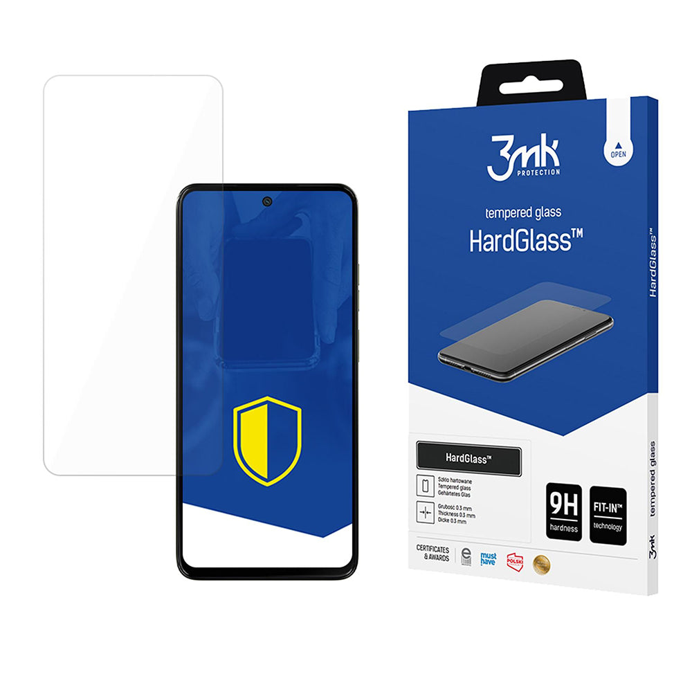 3MK HardGlass Displayschutzfolie für Motorola Moto G15 / G15 Power / E15 / G05, Sicherheitsglas, Vollkleber