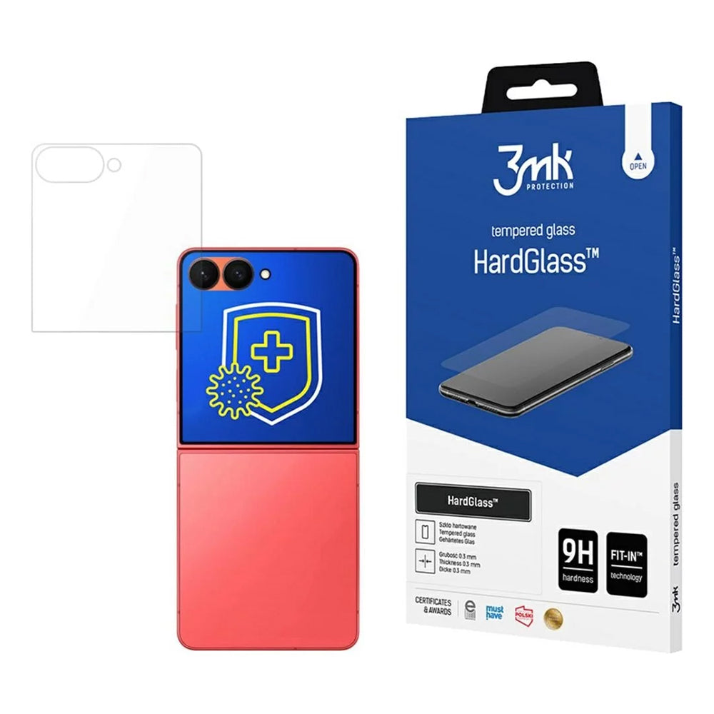 Film de protection d'écran 3MK HardGlass pour Samsung Galaxy Z Flip7 F766, Verre trempé, Collage intégral