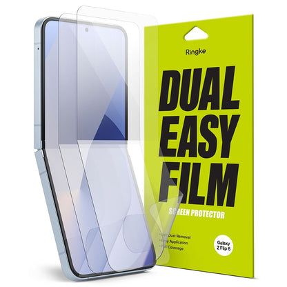 Schutzfolie Ringke Dual Easy für das Innen-Display des Samsung Galaxy Z Flip6 F741, Kunststoff, Set mit 2 Stück.