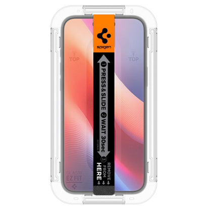 Privacy Screen Protector Spigen GlastR EZ FIT voor Apple iPhone 16 / 15, Gehard Glas, Volledige Lijm, Set van 2 stuks AGL06905