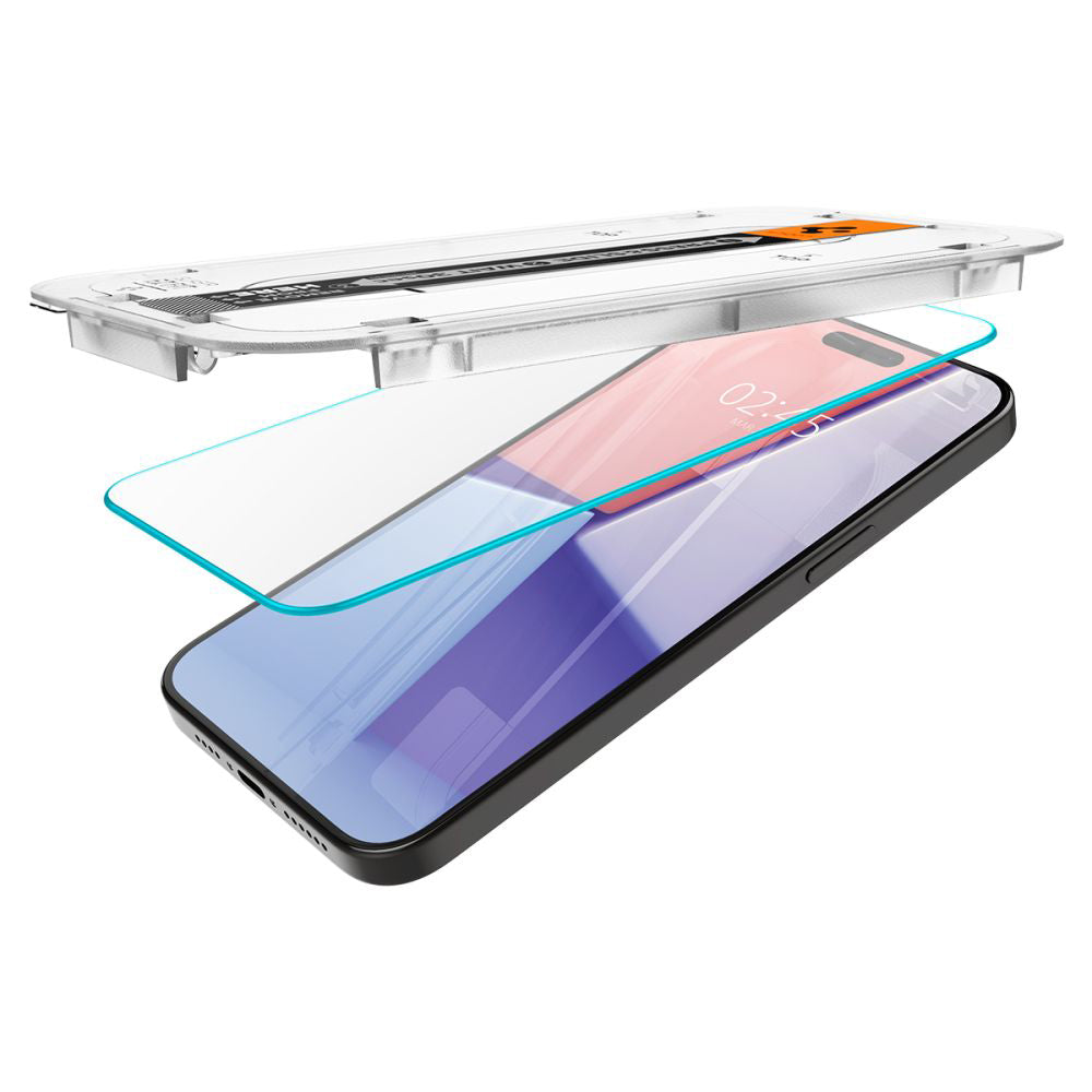 Film de protection d'écran Spigen GlastR EZ FIT pour Apple iPhone 15 Pro, Verre trempé, Full Glue, Lot de 2 pièces AGL06892