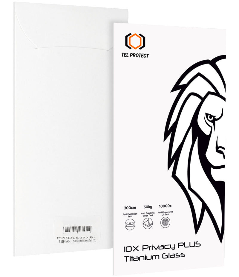 Tel Protect 10X Plus Titanium Privacy-Displayschutzfolie für Apple iPhone 17 Pro, gehärtetes Glas, vollflächig klebend