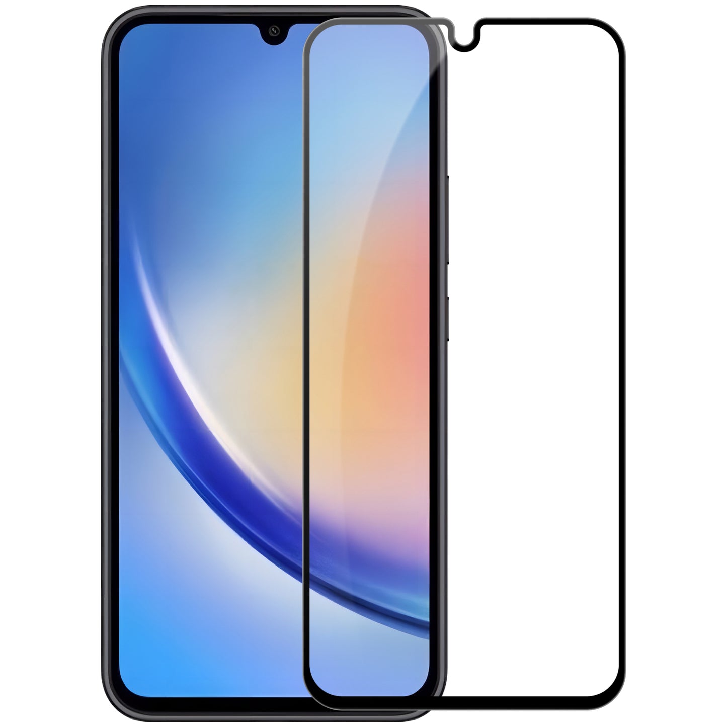 OEM Scherm Beschermfolie voor Samsung Galaxy A34 A346, Afgeschermd Glas, Volledig Gelijmd, 9D, Zwart