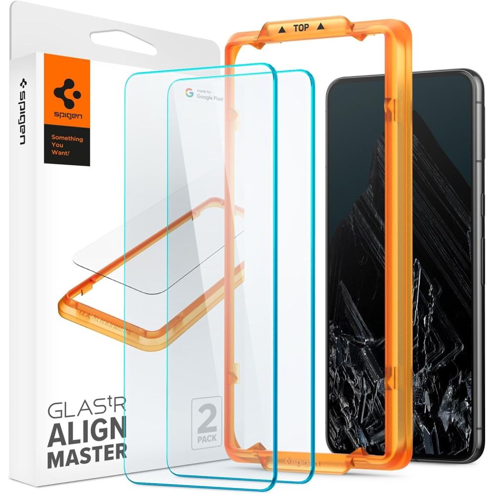 Spigen Alm GlastR Screen Protector for Google Pixel 8 Pro, Full Glue, Glass Protected, Set 2 pieces