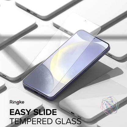 Ringke Easy Slide Screen Protector voor Samsung Galaxy S24 S921, Glasbeschermd, Volledig gelijmd, Set 2 stuks 