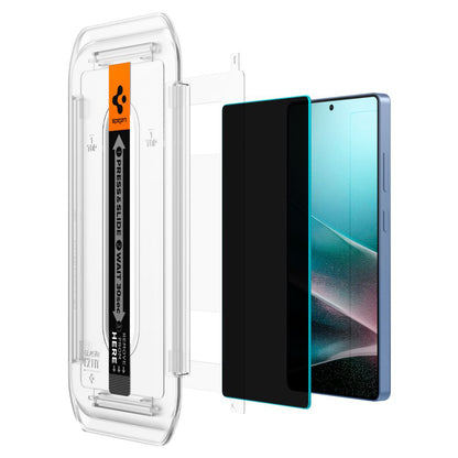 Privacy Screen Protector Spigen GlastR EZ FIT HD voor Samsung Galaxy S25 Ultra S938, Gehard Glas, Volledige Lijm, Set van 2 stuks AGL09335