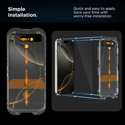 Film de protection d'écran Tech-Protect Quick Set+ pour Apple iPhone 16 Pro, Verre Trempé, Full Glue, Lot de 2 pièces, Noir