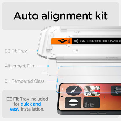 Film de protection écran Clear Spigen GlastR EZ FIT pour Nothing Phone (3a) / Phone (3a) Pro, Verre Trempé, Full Glue AGL09429