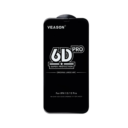 Veason PRO Displayschutzfolie für Apple iPhone 16 / 15, gehärtetes Glas, Full Glue, 6D, Schwarz