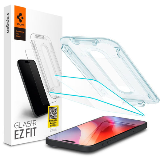 Spigen EZ FIT Screen Protector voor Apple iPhone 16 Pro Max, Glasbeschermd, Volledig gelijmd, Set van 2 stuks AGL07907 AGL07907