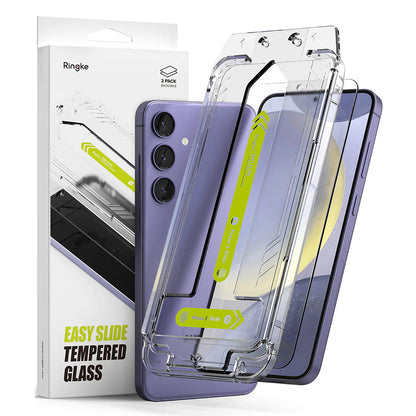 Ringke Easy Slide Screen Protector voor Samsung Galaxy S24 S921, Glasbeschermd, Volledig gelijmd, Set 2 stuks 