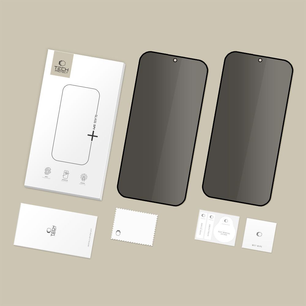 Beschermfolie Privacy Tech-Protect Spy+ voor Samsung Galaxy S26 S942, Gehard Glas, Volledige Lijm, Set van 2 stuks