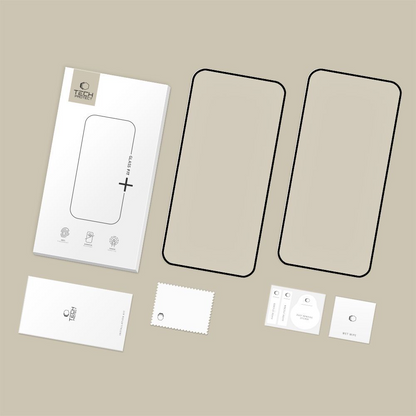 Tech-Protect FIT+ Displayschutzfolie für Motorola Moto G77 / G67, gehärtetes Glas, Full Glue, 2er Set, 2.5D, Schwarz