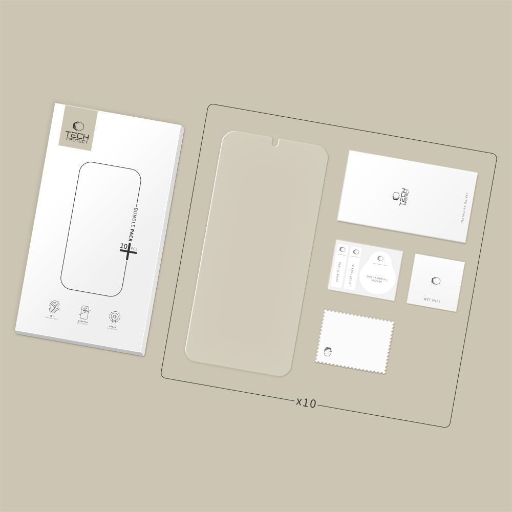 Film de protection d'écran Tech-Protect pour Samsung Galaxy S26 S942, Verre Trempé, Full Glue, Lot de 10 pièces