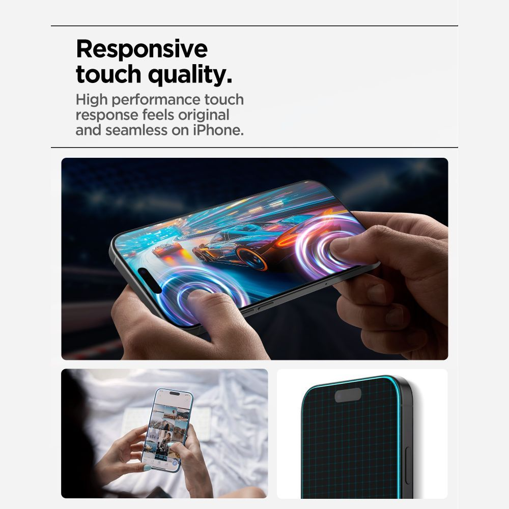 Schutzfolie Spigen GlastR Align Master Slim für Apple iPhone 17 Pro, gehärtetes Glas, Vollkleber, Set 3 Stück