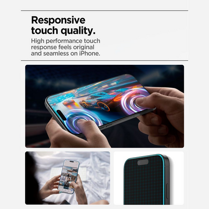 Schutzfolie Spigen GlastR Align Master Slim für Apple iPhone 17 Pro, gehärtetes Glas, Vollkleber, Set 3 Stück