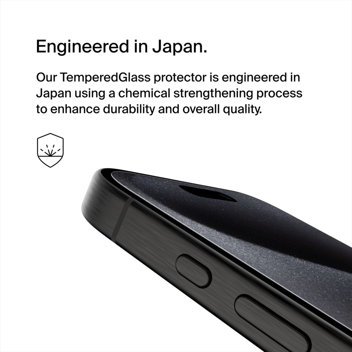 Belkin ScreenForce TemperedGlass schermbeschermer voor Apple iPhone 15 Pro Max, gehard glas, Full Glue OVA138zz