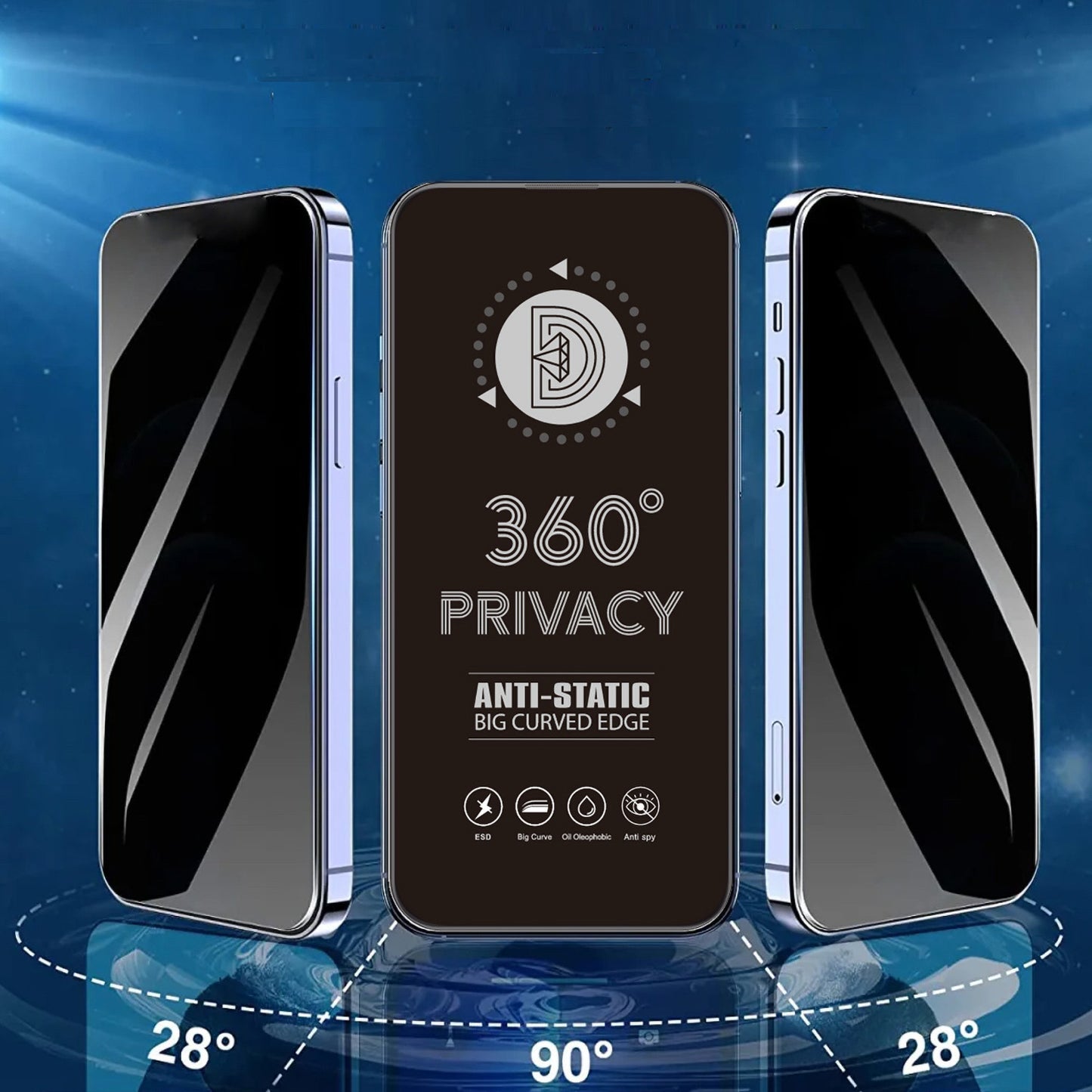 Film de protection d'écran Privacy OEM 360 pour Samsung Galaxy A37 5G, Verre trempé, Full Glue