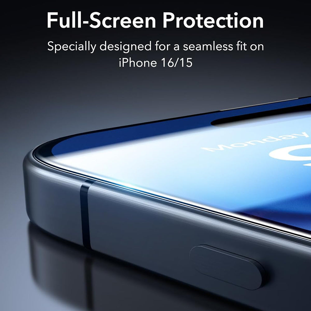 Film de protection d'écran Anank 1X Renforcé pour Apple iPhone 16 Pro Max, Verre Trempé, Collage Complet, 3D, Lot de 10 pièces