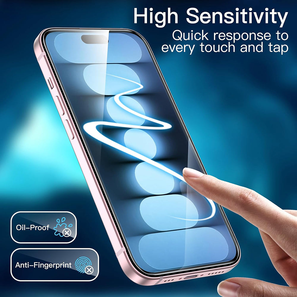 Film de protection d'écran Anank 1X Renforcé pour Apple iPhone 16 Pro Max, Verre Trempé, Collage Complet, 3D, Lot de 10 pièces
