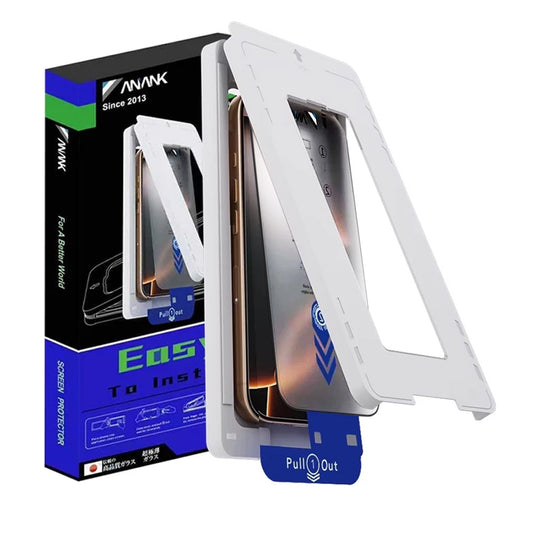 Film de protection d'écran Anank 2X Renforcé pour Apple iPhone 16 Pro Max, Verre Trempé, Collage Complet, 2.5D, Noir