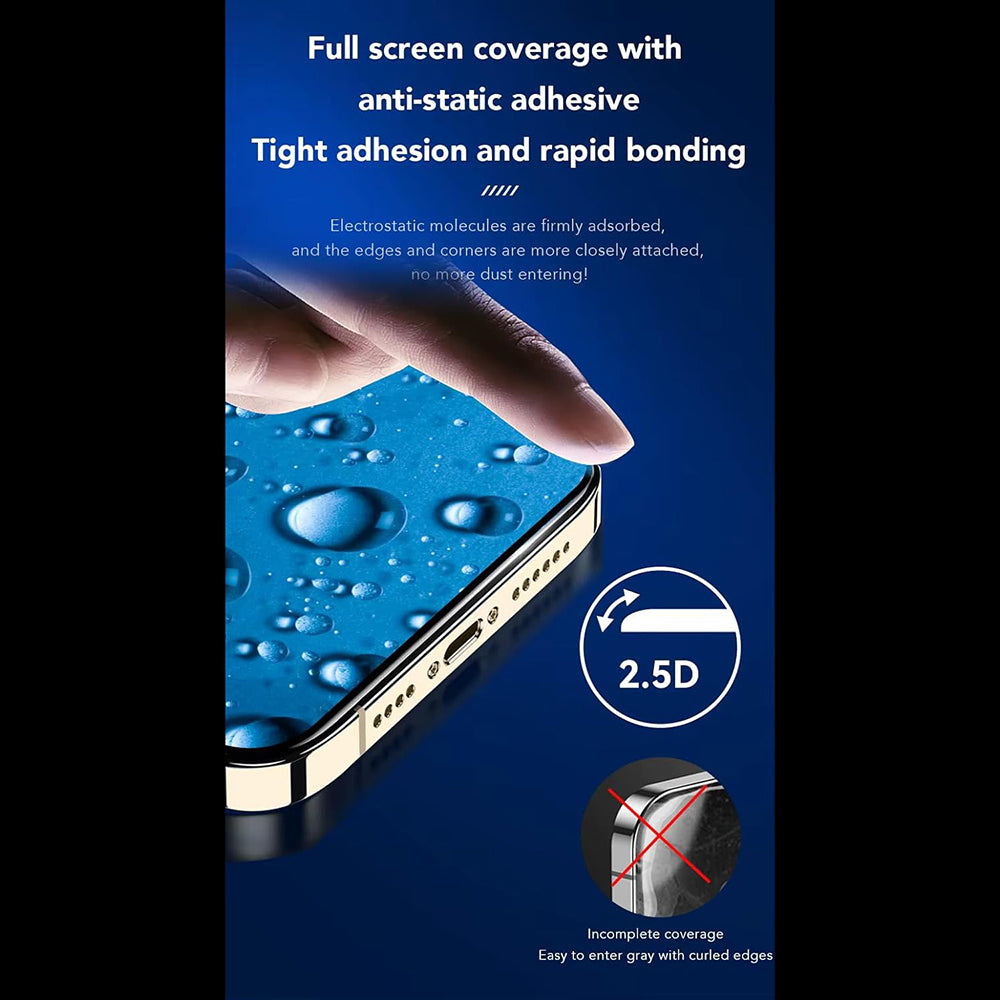 Anank 3X Versterkte Screenprotector voor Apple iPhone 14 Pro Max, Gehard Glas, Volledige Lijm, 2.5D, Zwart