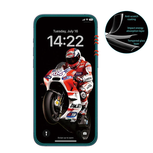Film de protection d'écran Anank 3X Renforcé pour Apple iPhone 16 Pro Max, Verre Trempé, Collage Complet, 3D, Noir