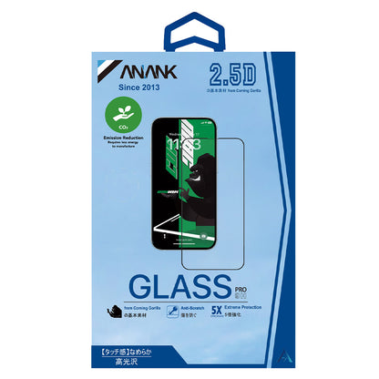 Film de protection d'écran Anank 5X Reinforced CG pour Apple iPhone 15, Verre trempé, Collage complet, 2.5D, Noir