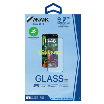 Anank Anti-Fingerprint Screen Protector voor Apple iPhone 14 Pro Max, Gehard Glas, Volledige Lijm, 2.5D, Zwart