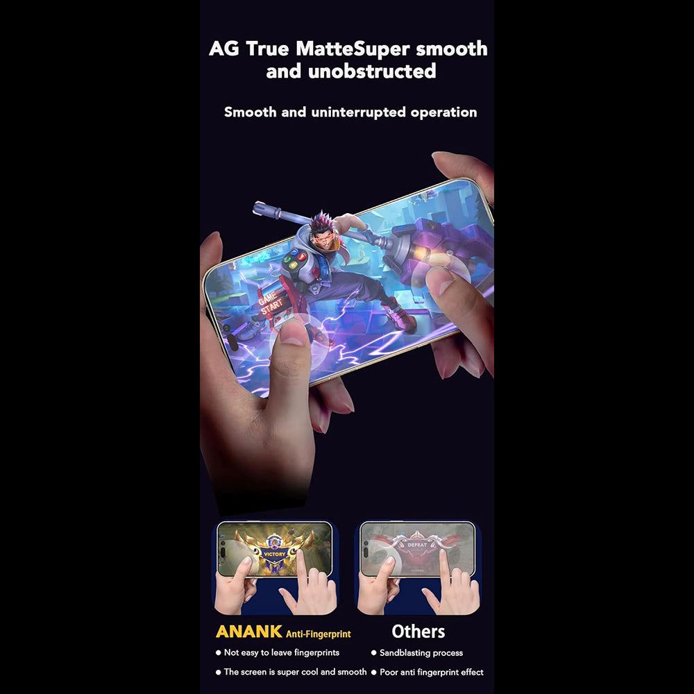 Film de protection d'écran Anank Anti-empreintes pour Apple iPhone 15 Pro, Verre trempé, Collage intégral, 2.5D, Noir