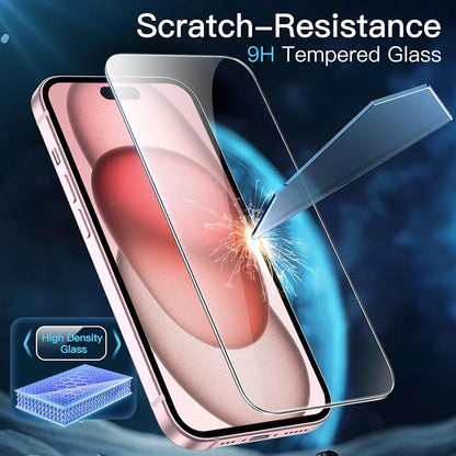 Film de protection d'écran Anank pour Apple iPhone 15 Pro, Verre trempé, Collage complet, 3D, Lot de 10 pièces