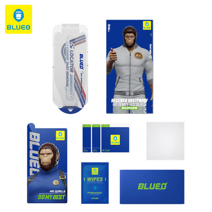 Blueo Anti-Dust HD Applicator Pro schermbeschermfolie voor Apple iPhone 14 Pro Max, gehard glas, volledige lijm, zwart