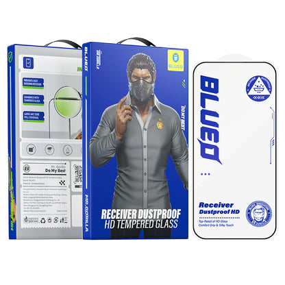 Blueo Anti-Dust HD Displayschutzfolie für Apple iPhone 14 Plus / 13 Pro Max, gehärtetes Glas, Vollkleber, Schwarz